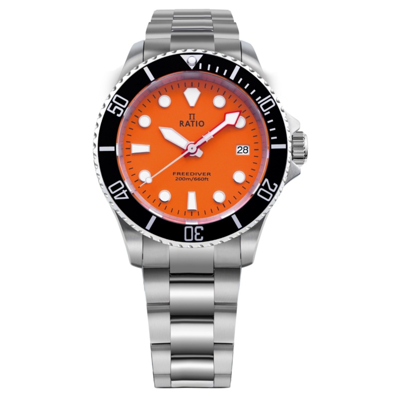 Ratio FreeDiver Sapphire Stainless Steel Orange Dial Quartz RTF035 200M Men’s Watch