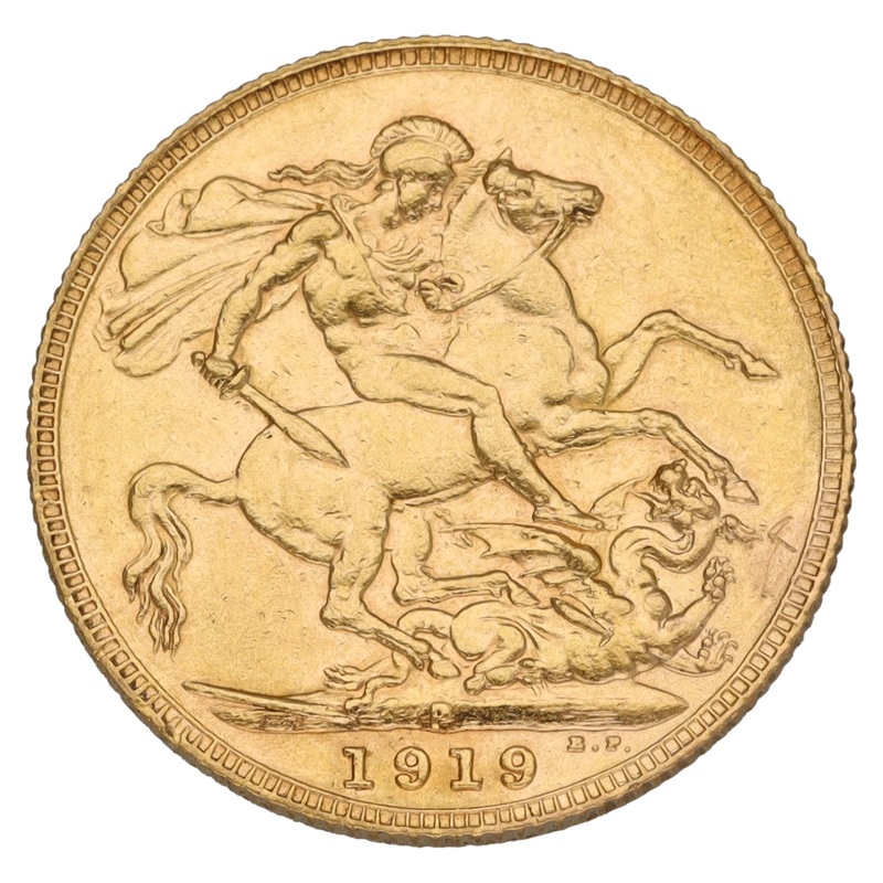 22ct Gold King George V Full Sovereign Coin 1919