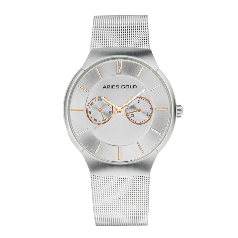 ARIES GOLD MULTIFUNCTION QUARTZ STAINLESS STEEL G 1016Z S-S MEN’S WATCH