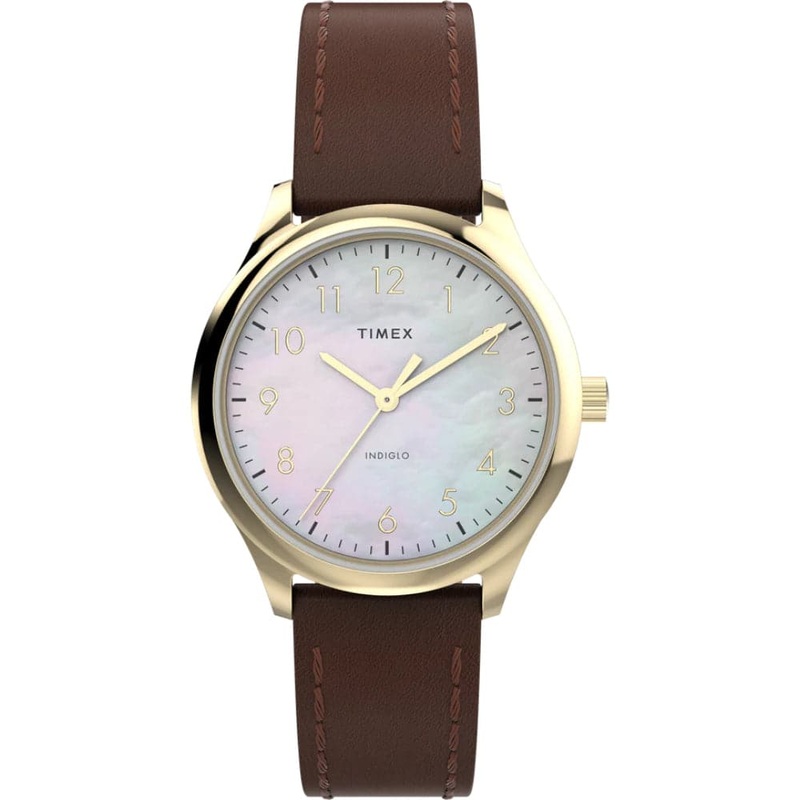 Timex Indiglo Easy Reader Brown Leather Strap Women Watch TW2W15700