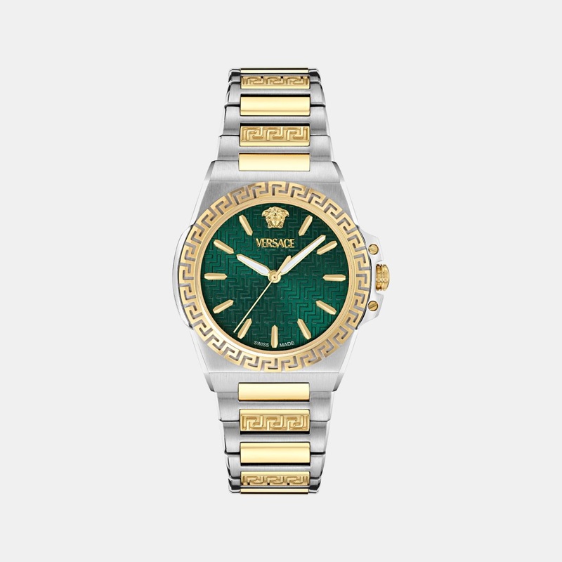 Versace Women Quartz Green Dial Analog Stainless Steel Watch VE0D00425