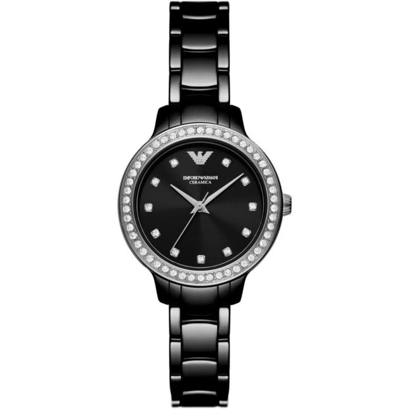 Emporio Armani Black Dial Stainless Steel Women Watch AR70008