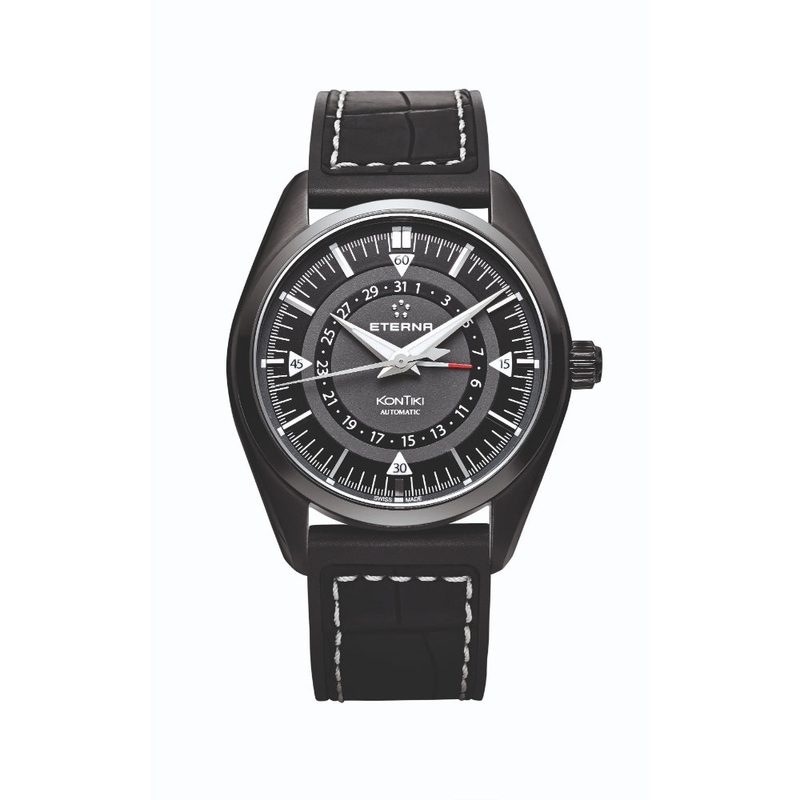Eterna Kontiki Black Leather Strap Men Watch 1598.43.41.1306