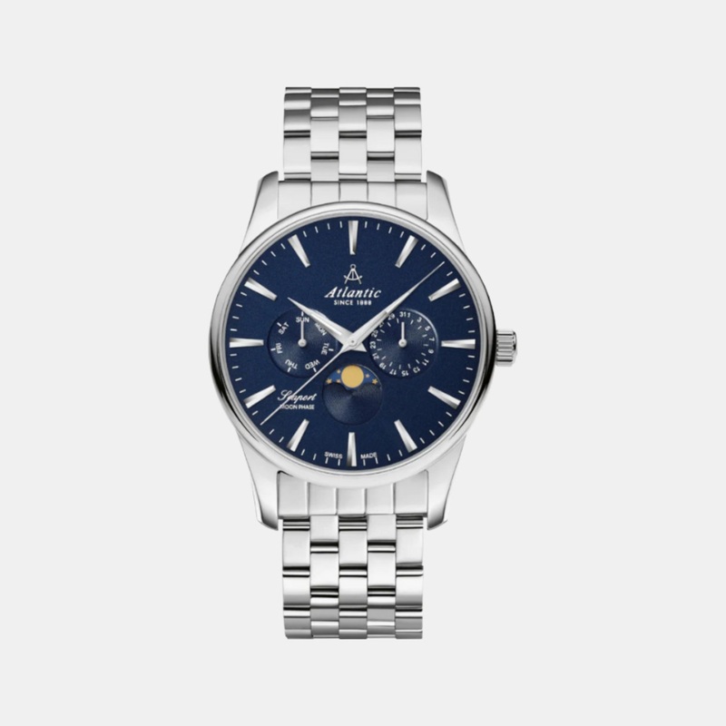 Atlantic Men Quartz Blue Dial Analog Stainless Steel Watch 56555.41.51