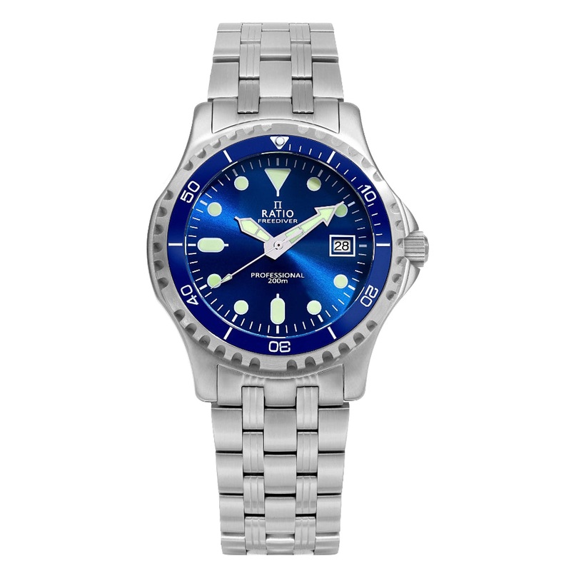 Ratio FreeDiver Professional Sapphire Blue Sunray Dial Quartz RTF007 200M Men’s Watch