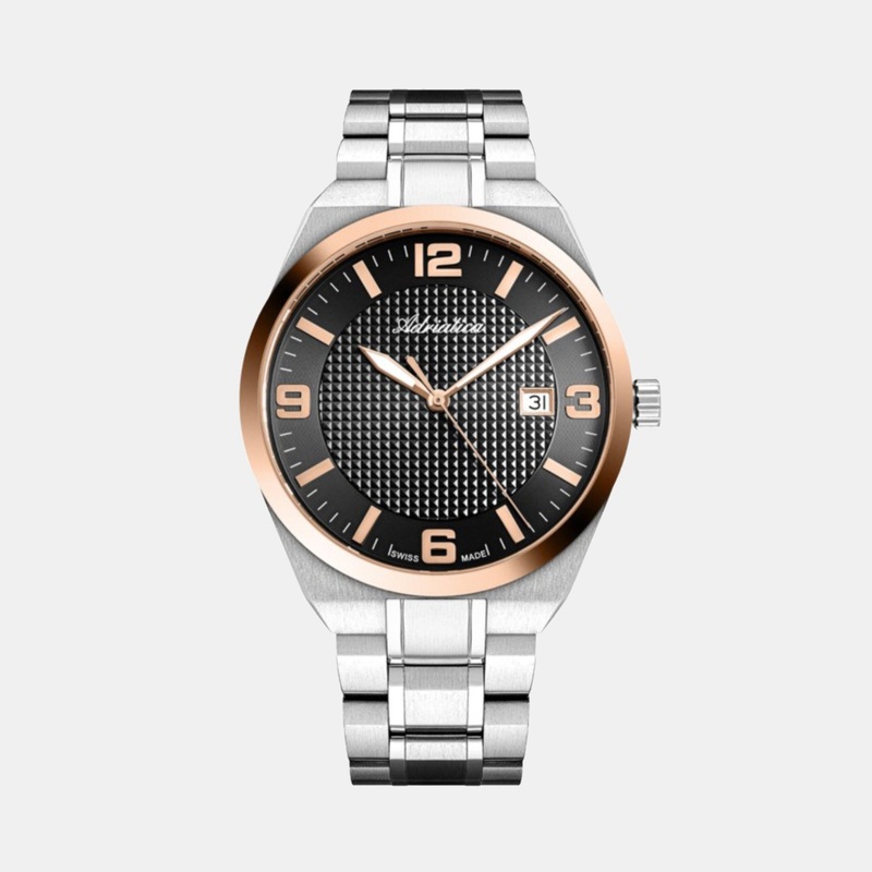Adriatica Men Quartz Gun Dial Analog Stainless Steel Watch A8343.R156Q
