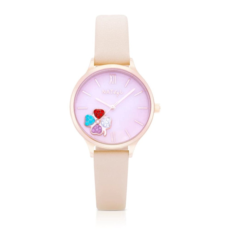 Natbyj Serendipity Pink Leather Strap Women Watch NAT0507