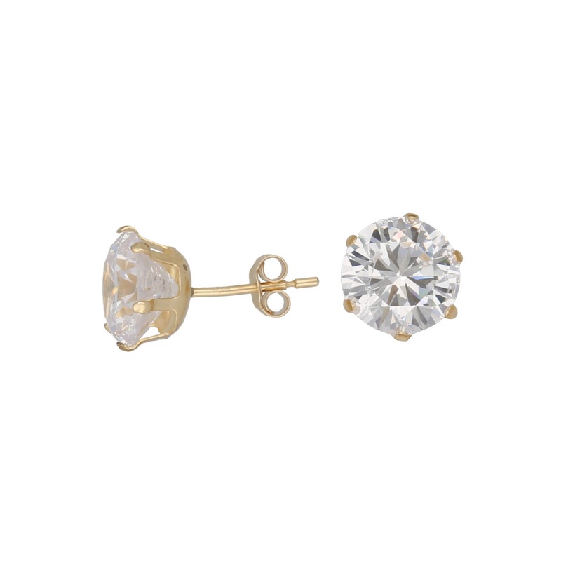 New 9ct Gold Cubic Zirconia Round Stud Earrings