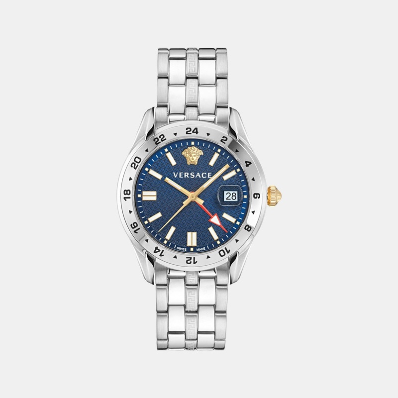 Versace Men Quartz Blue Dial Analog Stainless Steel Watch VE7C00523
