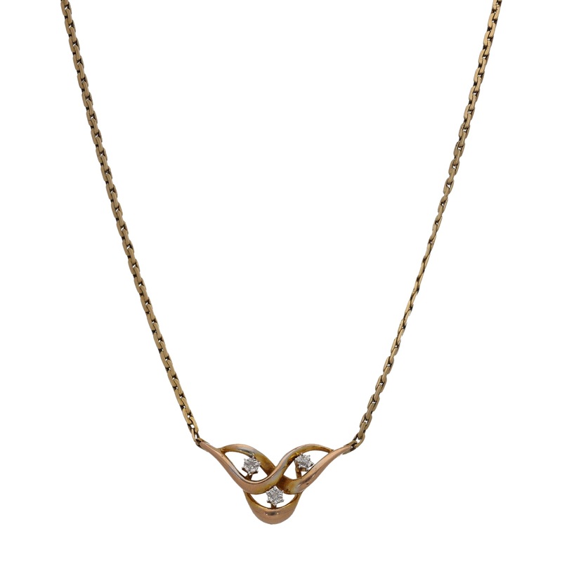 9ct Gold 0.015ct Diamond Fancy Necklace 18″