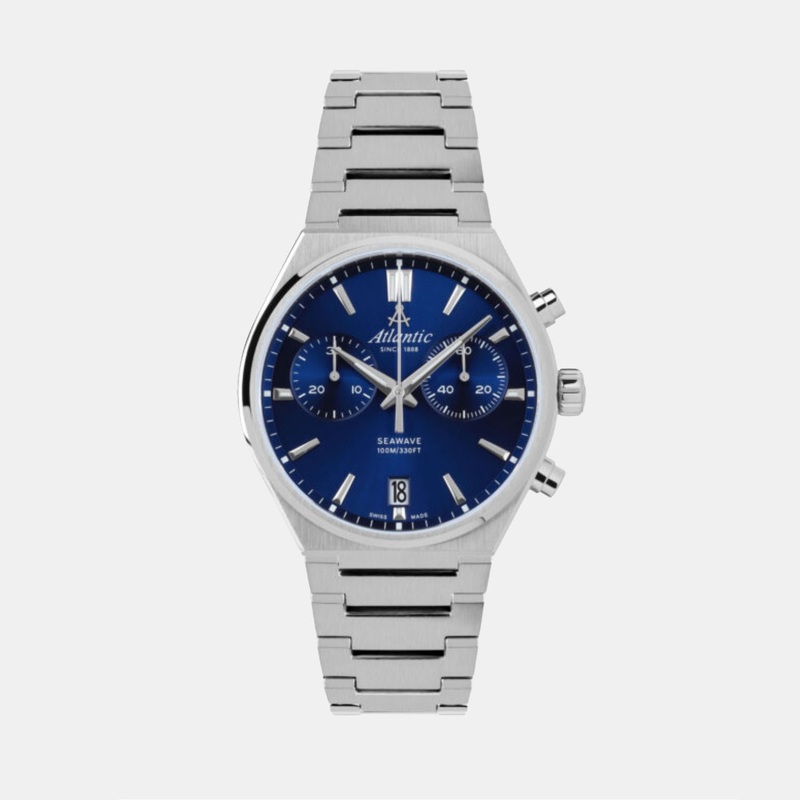 Atlantic Men Quartz Blue Dial Chronograph Stainless Steel Watch 58466.41.51