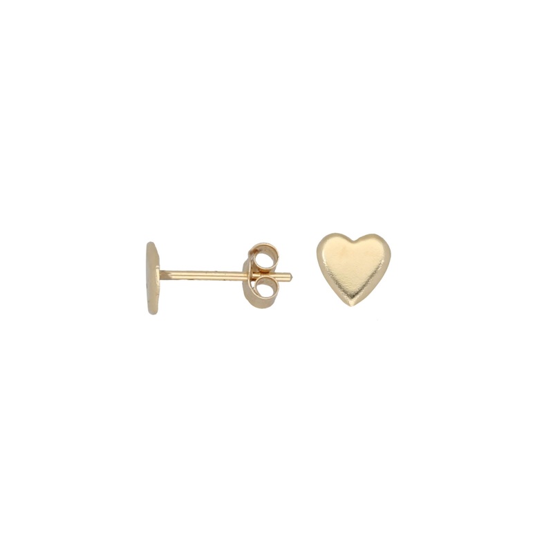 New 9ct Gold Kids Plain Heart Stud Earrings