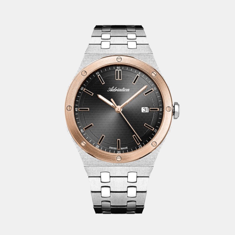 Adriatica Men Quartz Gun Dial Analog Stainless Steel Watch A8337.R116Q