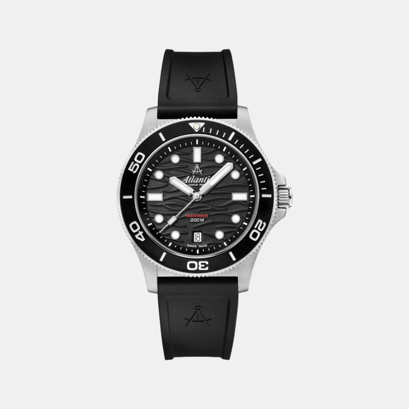 Atlantic Mariner Men Quartz Black Dial Analog Rubber Watch 81371.41.69PU