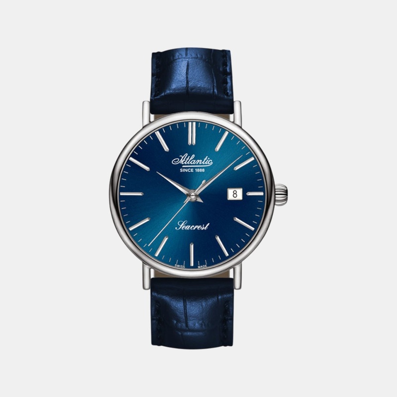 Atlantic Men Quartz Blue Dial Analog Leather Watch 50354.41.51