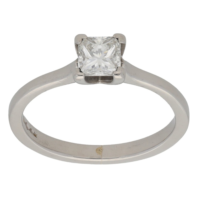 Platinum 0.52ct Diamond Solitaire Ring Size L
