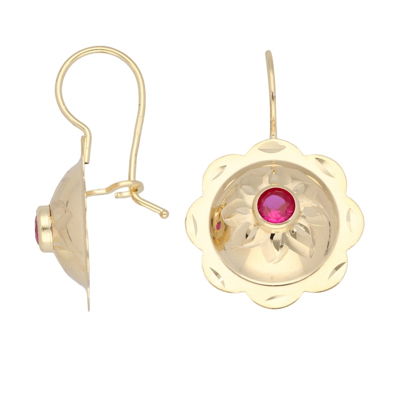 New 14ct Gold Dress/Cocktail Red Stone Earrings