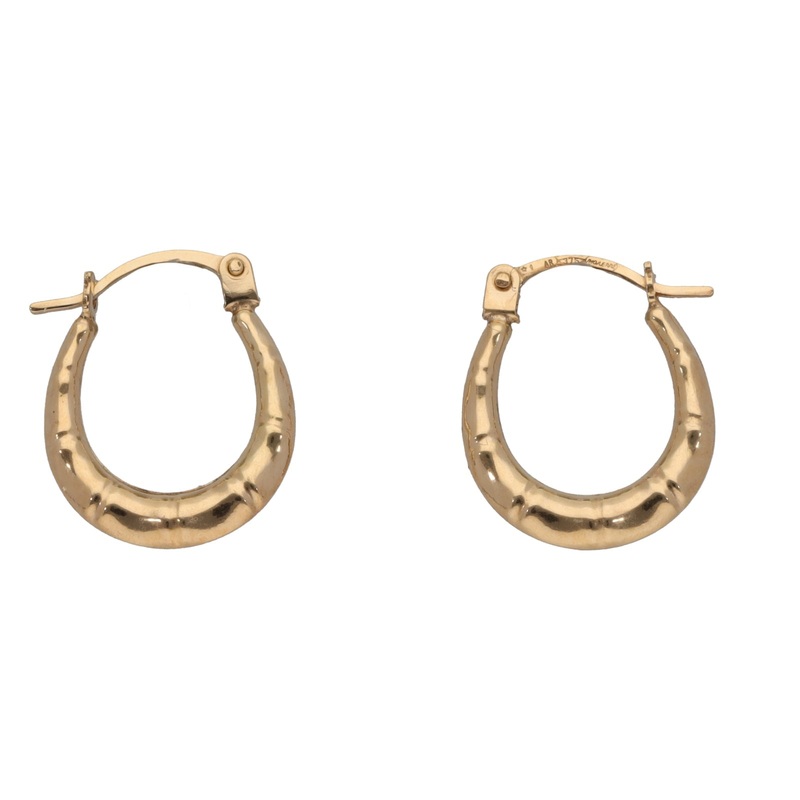 New 9ct Gold Patterned Creole Earrings