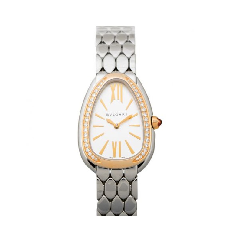 Serpenti Seduttori Quartz White Dial Diamond Bezel Ladies Watch