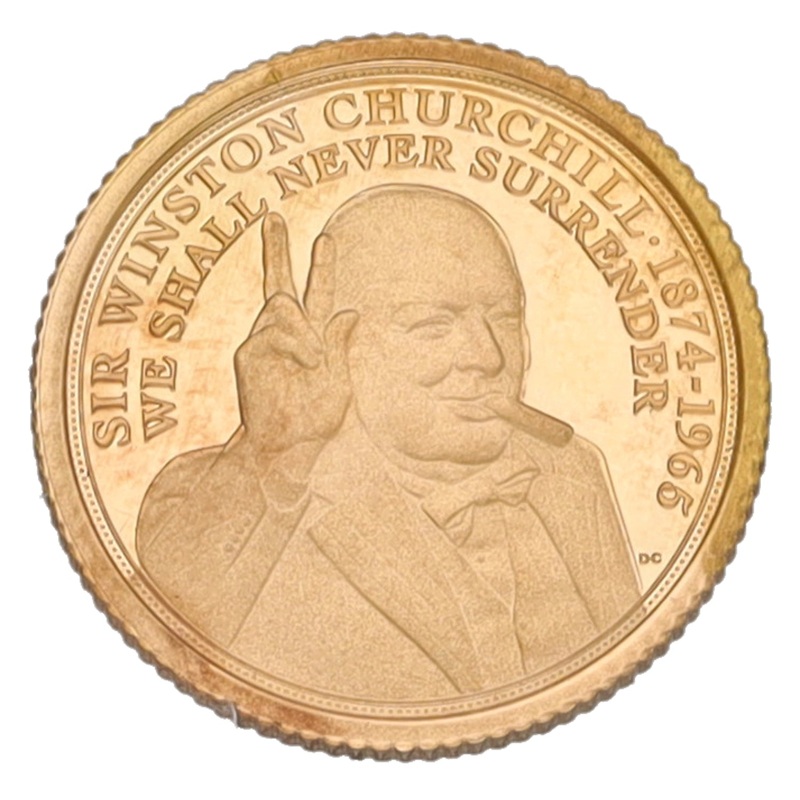 22ct Gold Sir Winston Churchill Quarter Sovereign Coin 2024