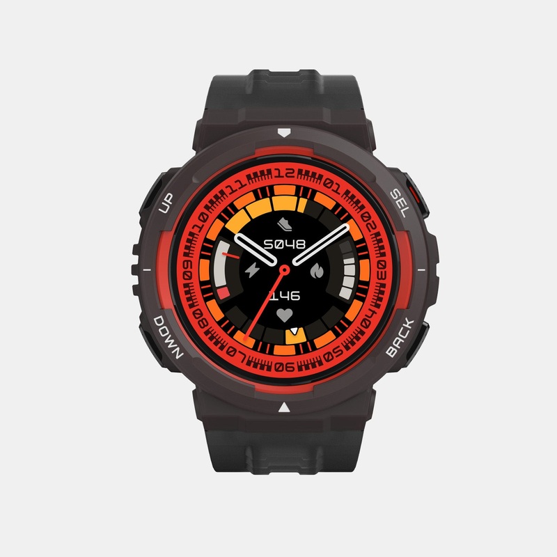 Amazfit Unisex Processor Lava Black Dial LCD Silicone Watch AMAZFIT ACTIVE EDGE LAVA BLACK
