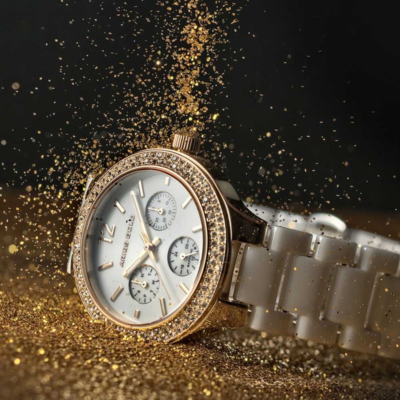 ARIES GOLD L 5004Z G-W WHITE CERAMIC STRAP WOMEN’S WATCH
