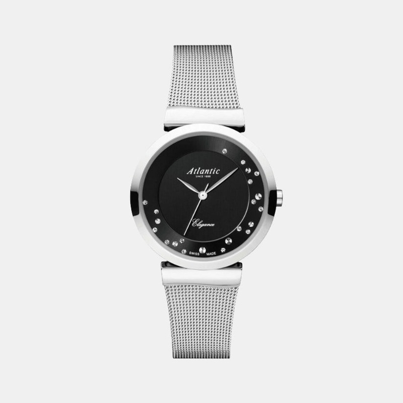 Atlantic Women Quartz Black Dial Analog Mesh Watch 29039.41.69MB
