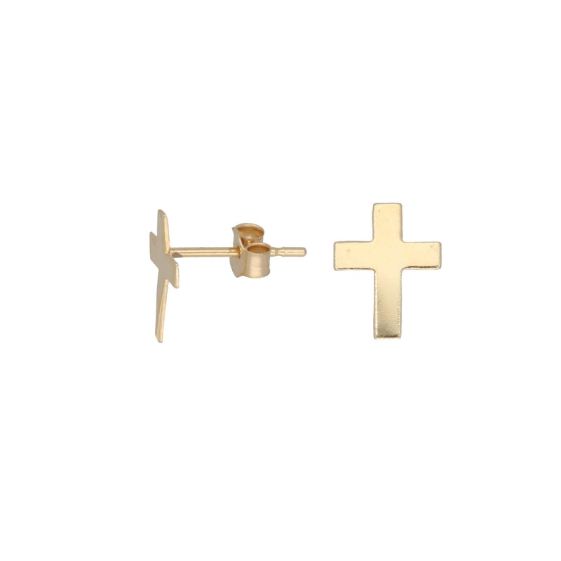 New 9ct Gold Cross Stud Earrings