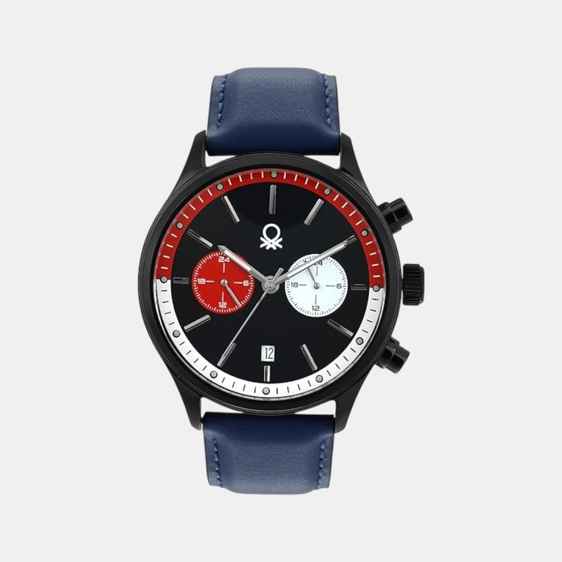 UCB Signature Men Quartz Blue Dial Multi-Function Leather Watch UWUCG2402