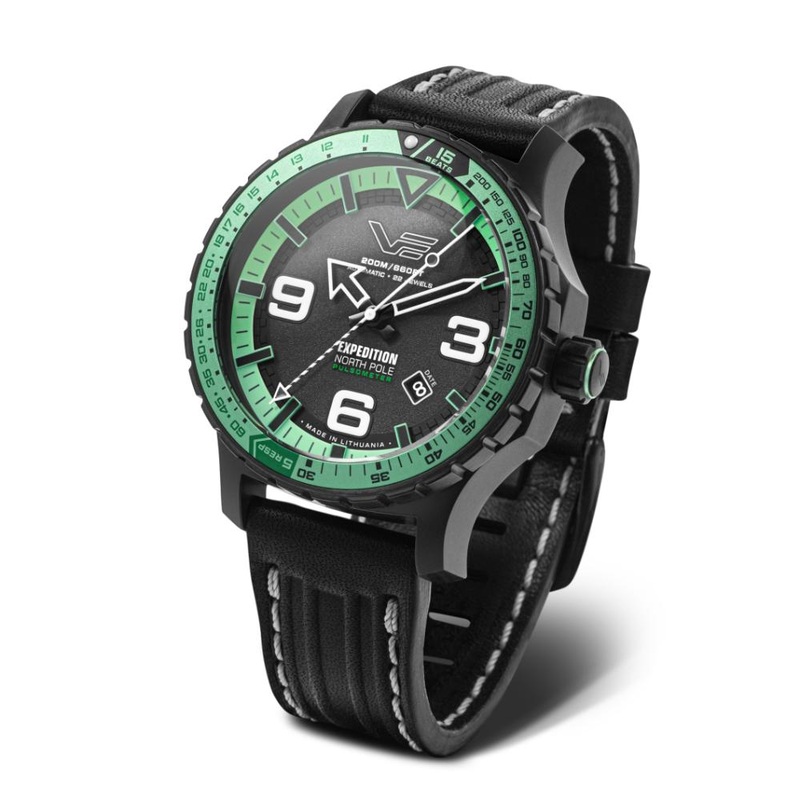 Vostok Europe Expedition North Pole Polar Night Automatic Black Leather & Silicone Strap Men’s Watch YN55-597C731-GNSL