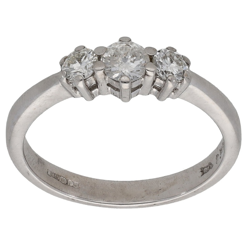 18ct White Gold 0.50ct Diamond Trilogy Ring Size M