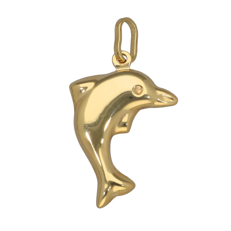 New 9ct Gold Hollow Dolphin Pendant