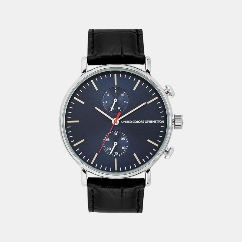UCB Signature Men Quartz Blue Dial Multi-Function Leather Watch UWUCG2200