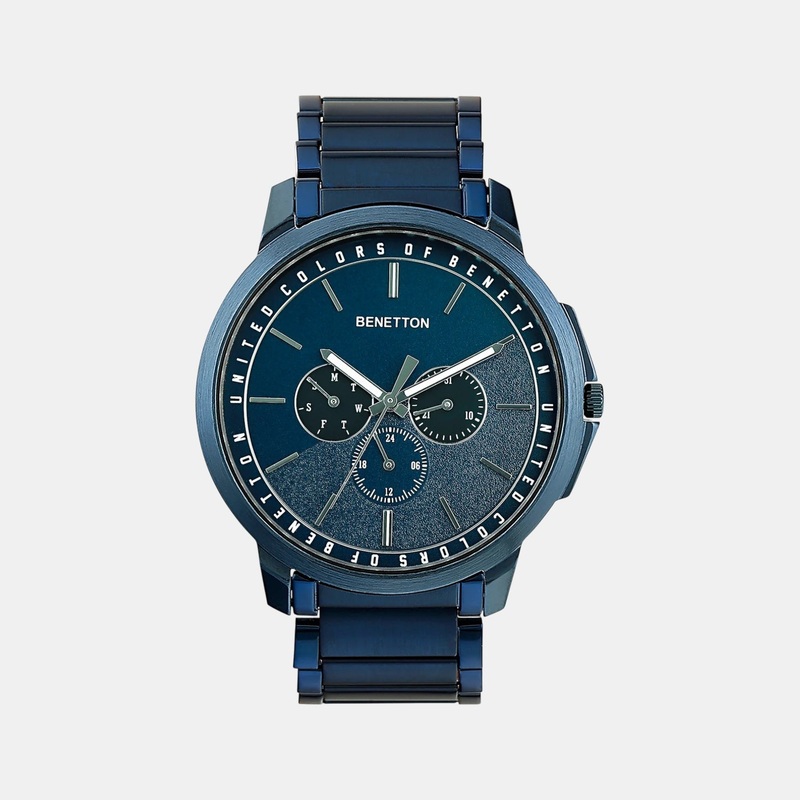 UCB Signature Men Quartz Blue Dial Multi-Function Stainless Steel Watch UWUCG1800