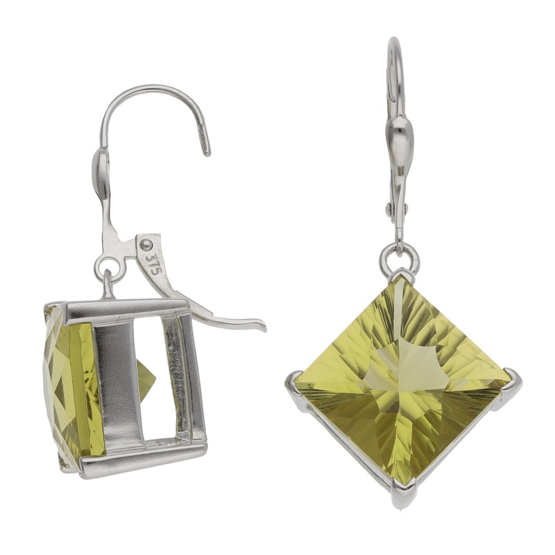 9ct White Gold Quartz Drop Earrings