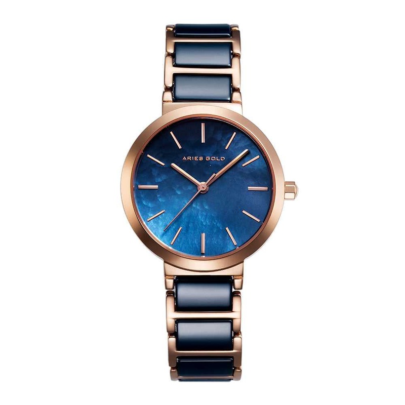 ARIES GOLD ENCHANT L 5037Z RG-BU BLUE CERAMIC WOMEN’S WATCH