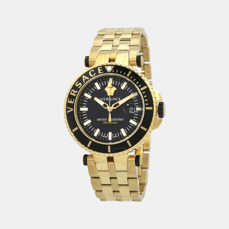 Versace Men Quartz Black Dial Analog Stainless Steel Watch VEAK00618