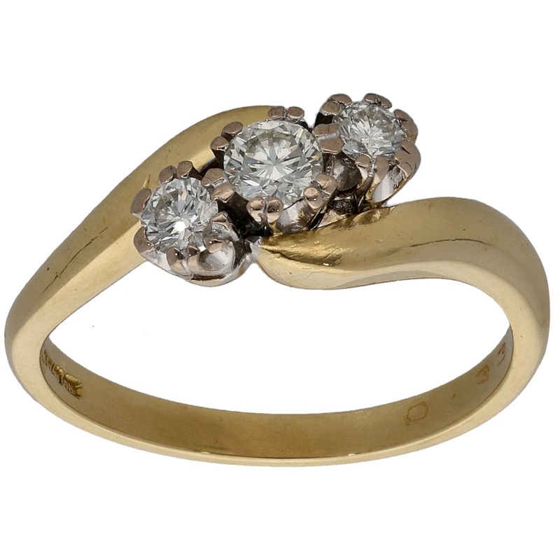 18ct Gold 0.33ct Diamond Trilogy Ring Size N