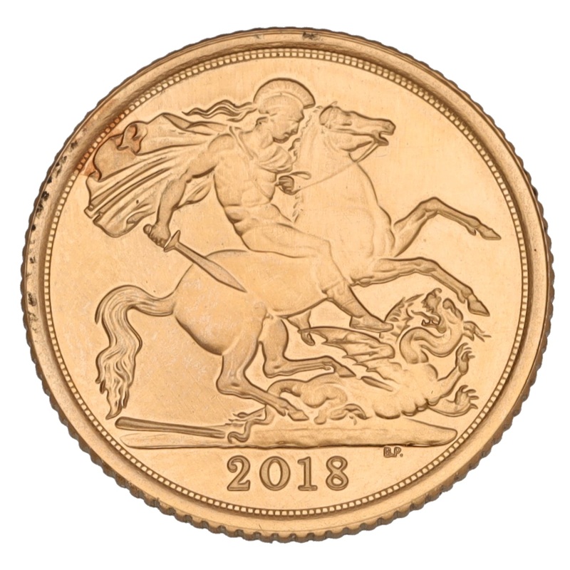 22ct Gold Queen Elizabeth II Half Sovereign Coin 2018