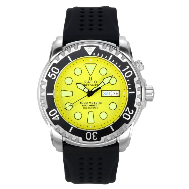Ratio FreeDiver Version 03 Helium Safe 1000M Automatic Yellow Dial 1068HA90-34VA-YLW-V03 Men’s Watch