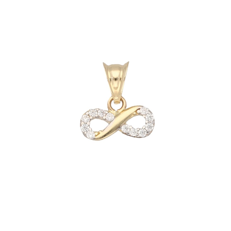 New 14ct Gold Infinity Cubic Zirconia Pendant