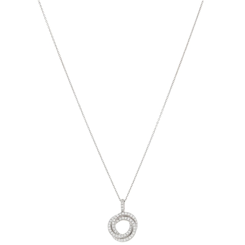 New 9ct White Gold Diamond Interlock Circle Pendant With Chain