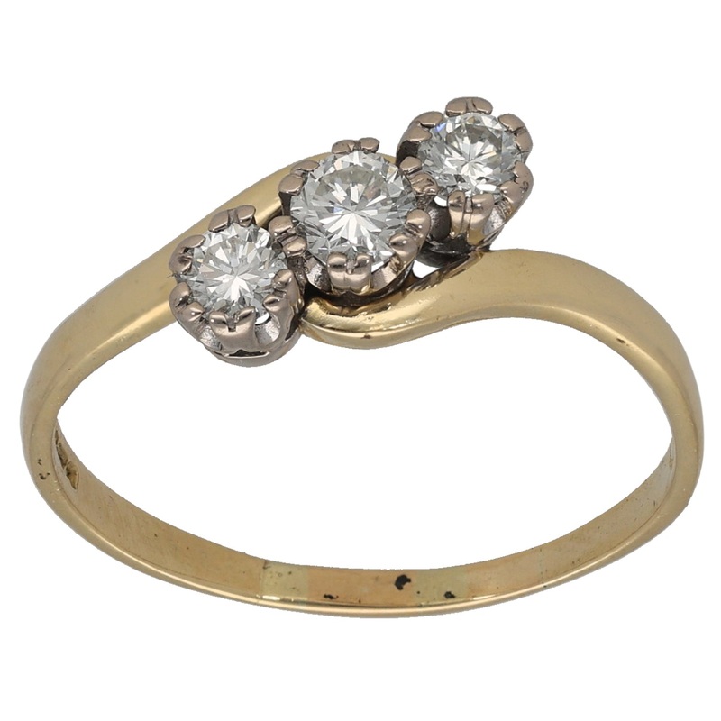18ct Gold 0.50ct Diamond Trilogy Ring Size T