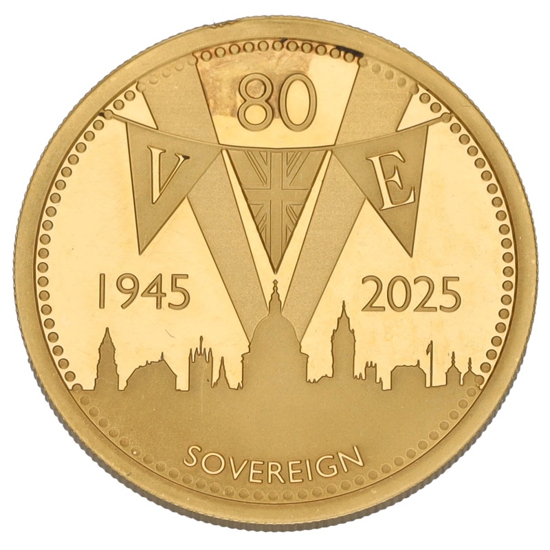 22ct Gold 80th Anniversary Of VE Day Full Sovereign Coin 2025