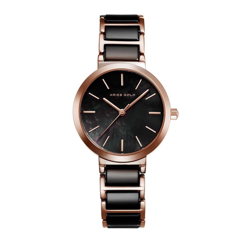 ARIES GOLD ENCHANT L 5037Z RG-BK BLACK CERAMIC WOMEN’S WATCH