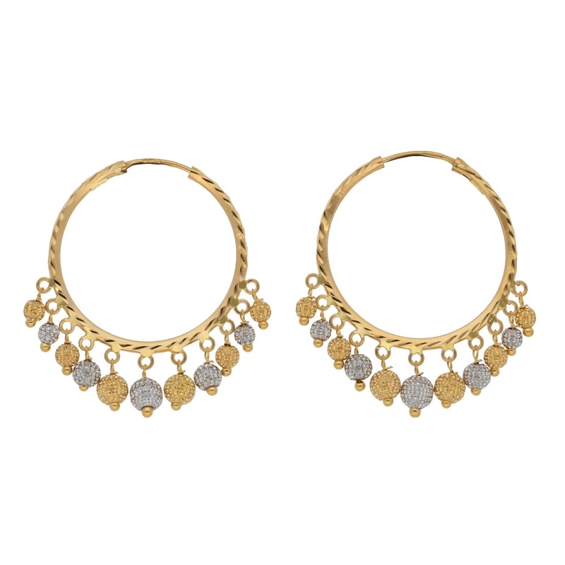 New 22ct Gold Beaded Hoop Earrings