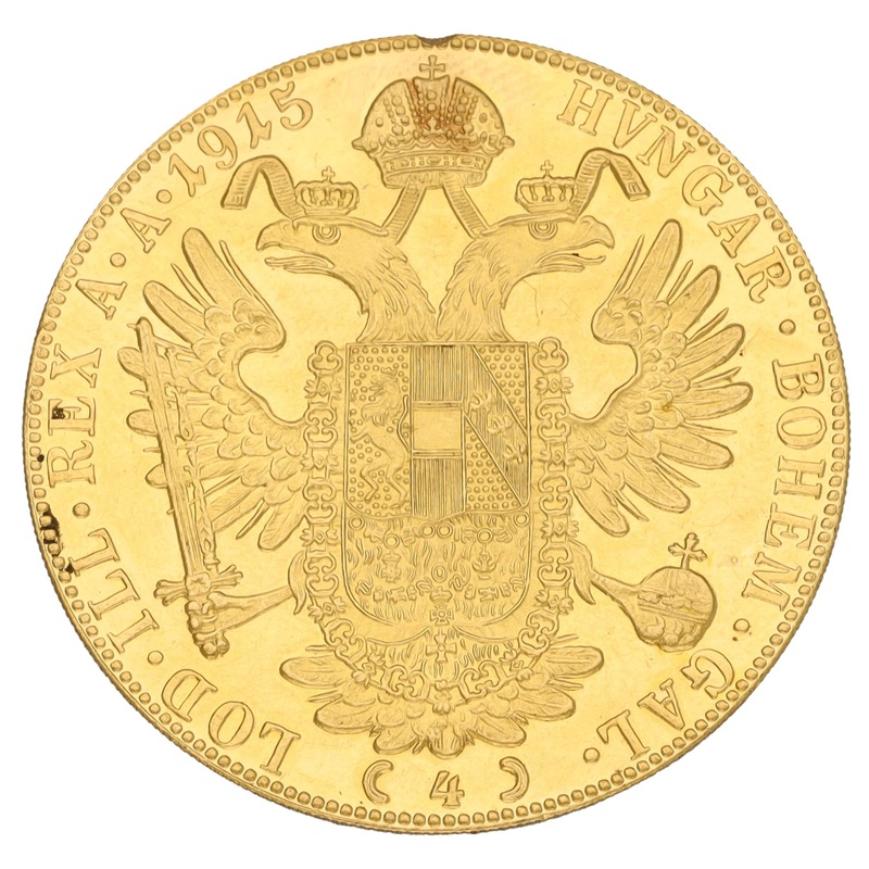 22ct Gold Austrian 4 Ducat Coin 1915
