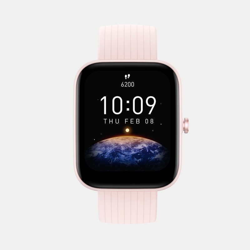 Amazfit Unisex Processor Pink Dial LCD Silicone Watch BIP 3 PINK