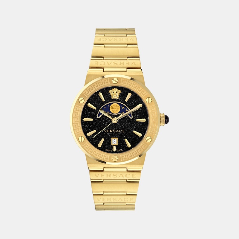 Versace Unisex Quartz Black Dial Analog Stainless Steel Watch VE7G00323