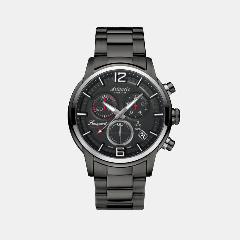 Atlantic Men Quartz Anthracite Dial Chronograph Stainless Steel Watch 87466.46.45